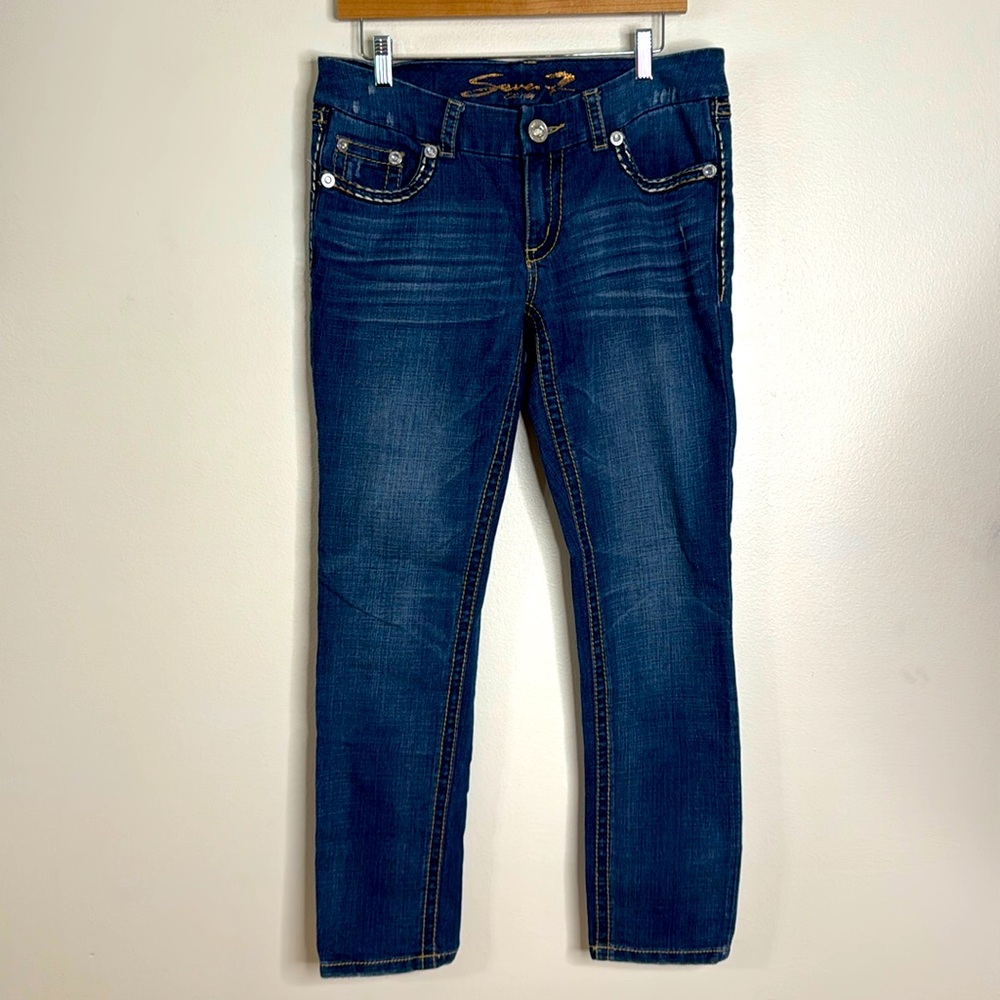 Seven7‎ dark wash skinny denim jeans size 10 ladies cute festival